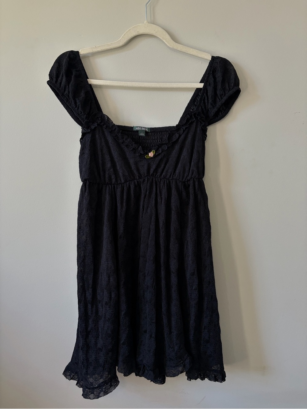 wild fable Black Lace Square-Neck Mini Dress